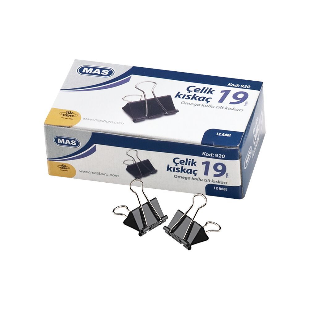 MAS Siyah Çelik Kıskaç 12’li (19 mm)
