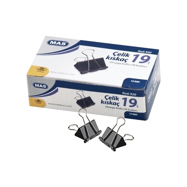 MAS Siyah Çelik Kıskaç 12’li (19 mm)