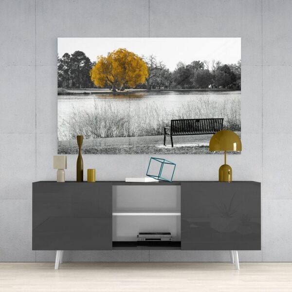 Sarı Ağaç Cam Tablo