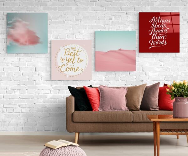 Pembe Çöl Quadro Cam Tablo