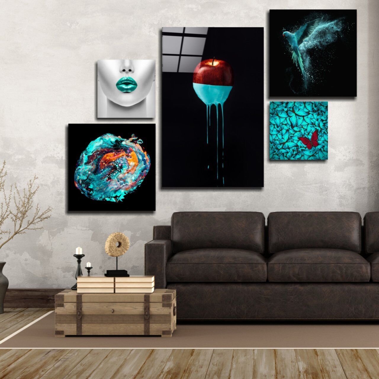 Turkuaz Kombin Cam Tablo