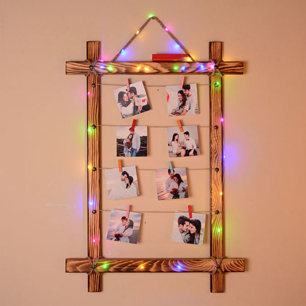 Işıklı ve Mandallı Kişiye Özel Fotoğraf Çerçevesi 47x71 cm