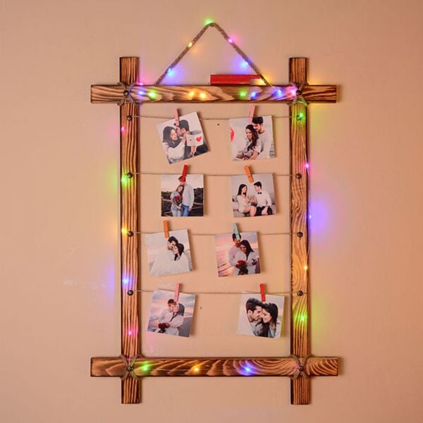 Işıklı ve Mandallı Kişiye Özel Fotoğraf Çerçevesi 47x71 cm