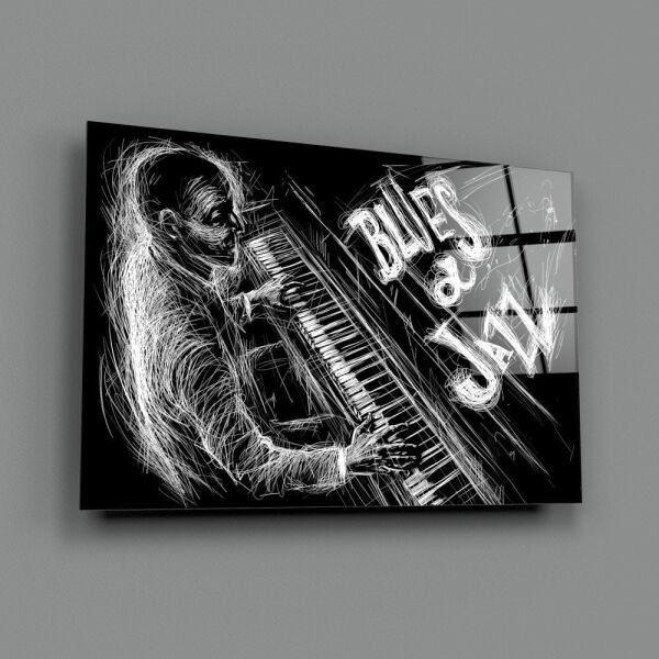 Jazz Blues Müzik Cam Tablo