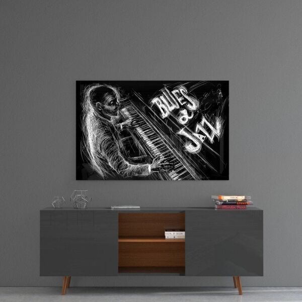 Jazz Blues Müzik Cam Tablo