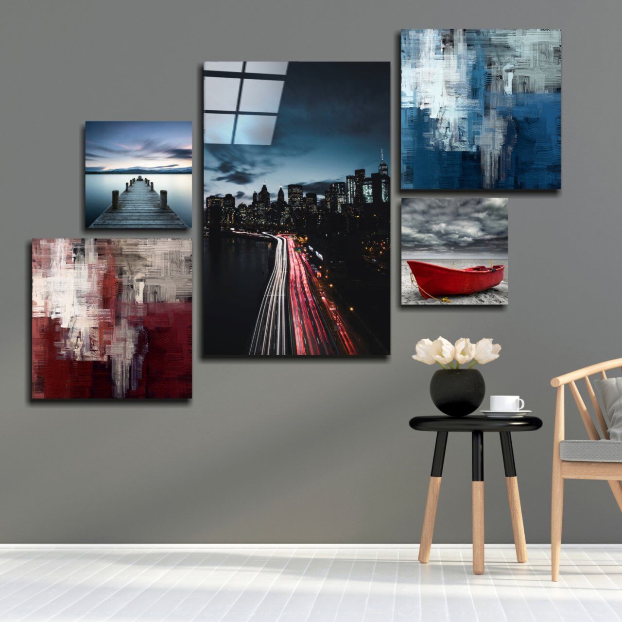 Mavi Huzur Kombin Cam Tablo