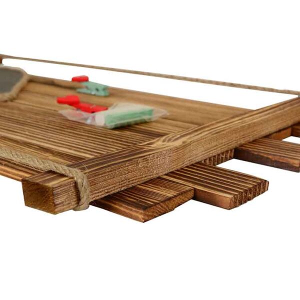 Kalp Kara Tahtalı ve Mandallı Ahşap Fotoğraf Çerçevesi  23x54 cm