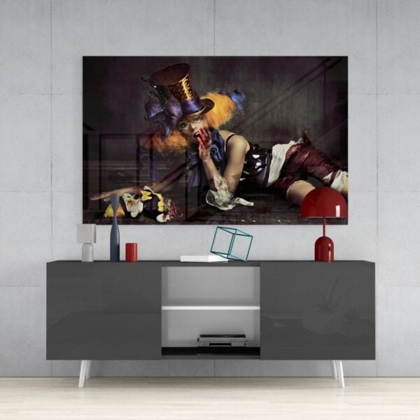 Kadın Palyaço Cam Tablo