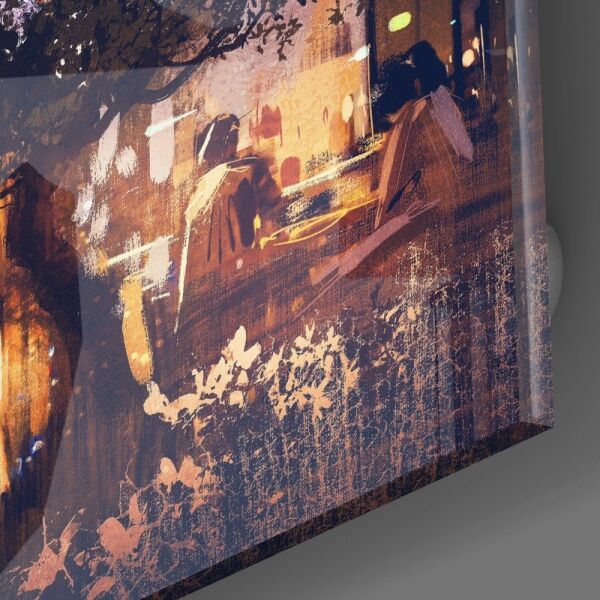 Şehirde Gece Cam Tablo