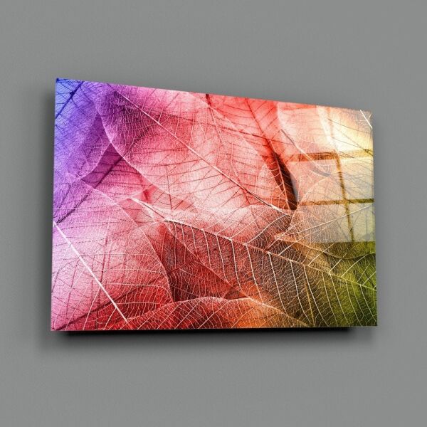 Makro Yapraklar Cam Tablo