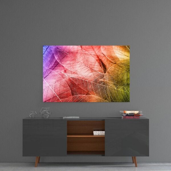 Makro Yapraklar Cam Tablo