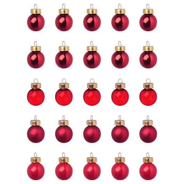 100 cm Yılbaşı Cam Ağacı ve 25 Adet Kırmızı Süs