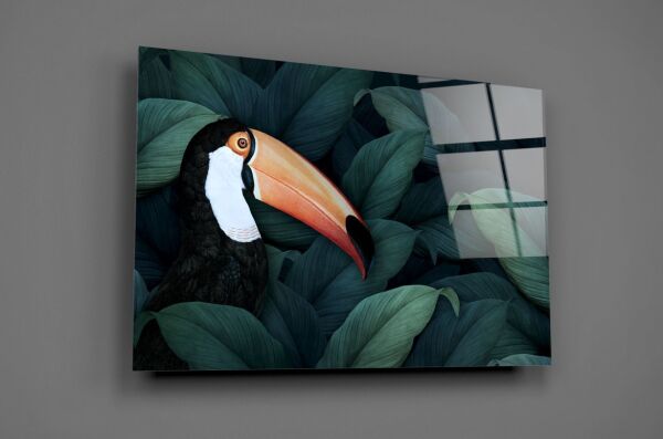 Tukan Papağanı Cam Tablo
