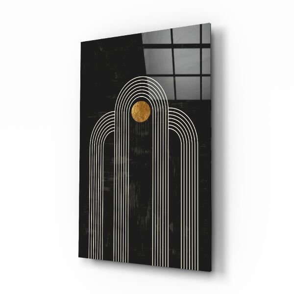 Nokta Ve Çizgiler Cam Tablo