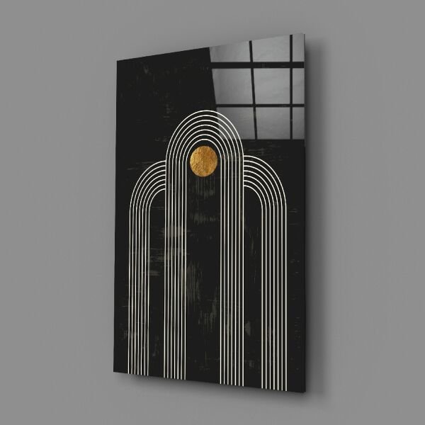 Nokta Ve Çizgiler Cam Tablo