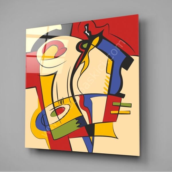 Soyut Çizgiler Cam Tablo