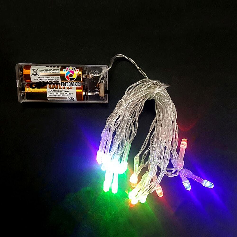 3 Metre Şeffaf Kablolu Pilli Led Işık (Karışık Renk)