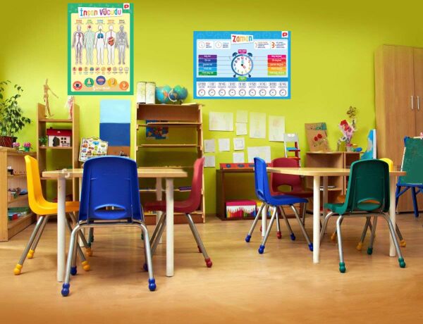 Eğitici Türkçe-İngilizce 12'li Poster Seti 35x50 cm