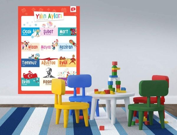 Eğitici Türkçe-İngilizce 12'li Poster Seti 35x50 cm