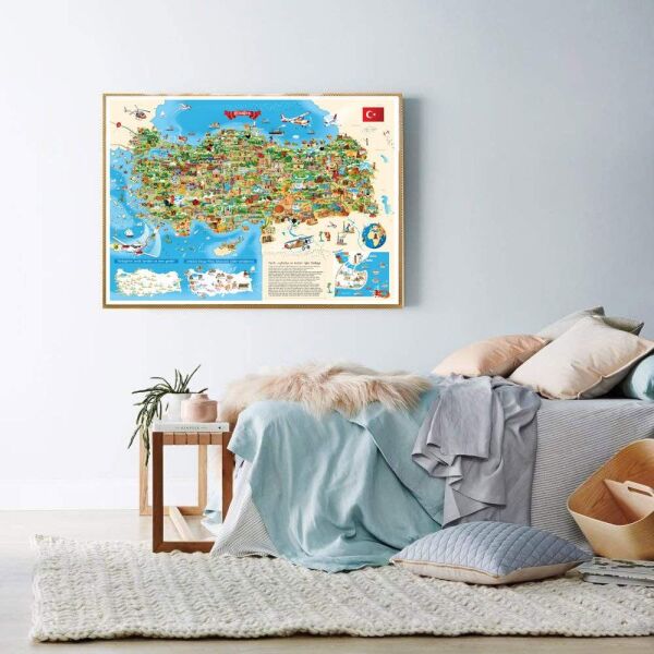 Kültürel Eğitici Öğretici Turistik Türkiye Karikatür Haritası 70x100 cm