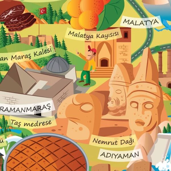 Kültürel Eğitici Öğretici Turistik Türkiye Karikatür Haritası 70x100 cm
