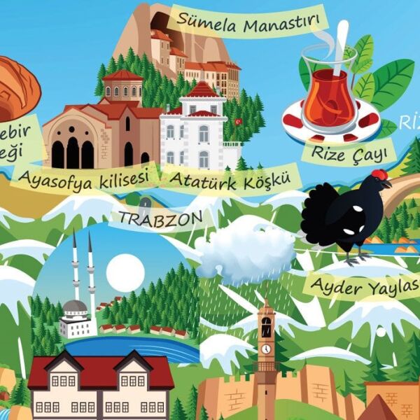 Kültürel Eğitici Öğretici Turistik Türkiye Karikatür Haritası 70x100 cm