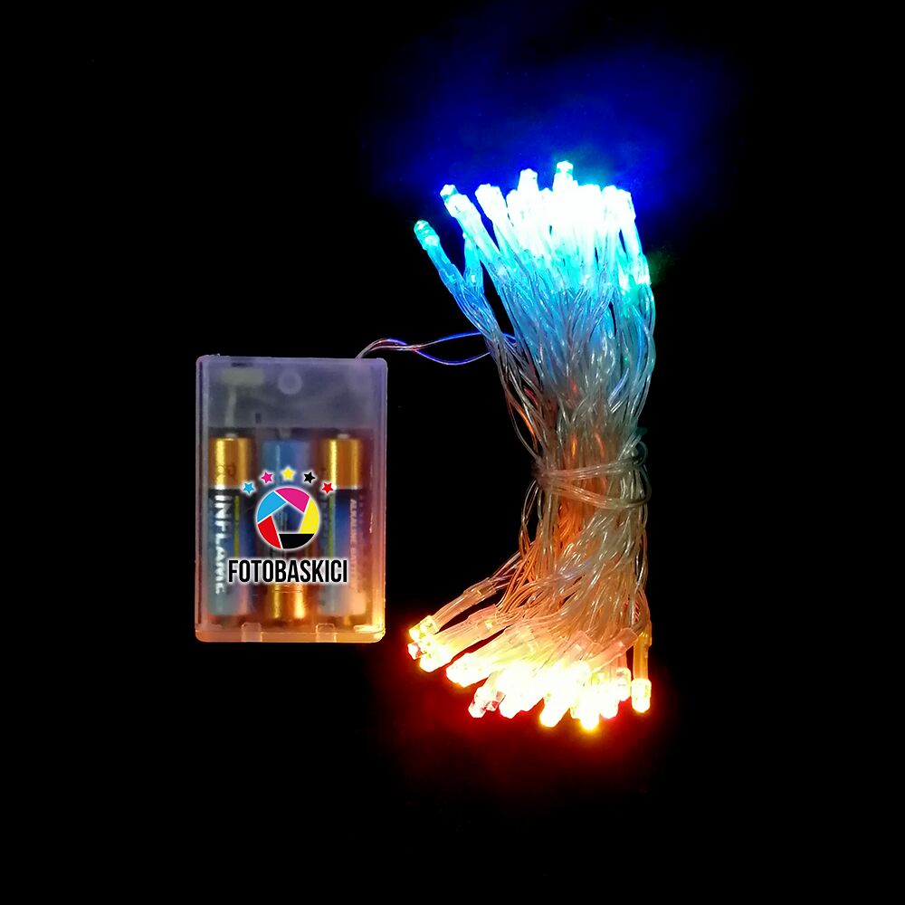 5 Metre Şeffaf Kablolu Pilli Led Işık (Karışık Renk)