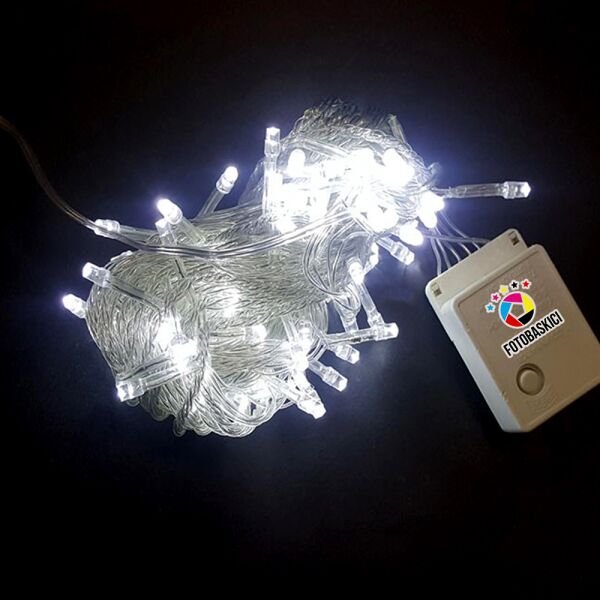 10 Metre Şeffaf Kablolu Fişli Led Işık (Beyaz)