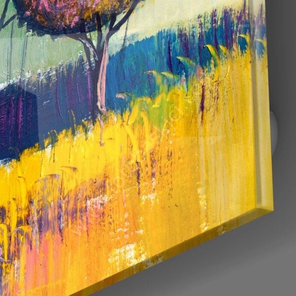 Renkli Ağaçlar Cam Tablo