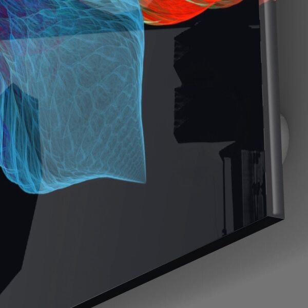 Renkli Yapraklı Çiçek Cam Tablo