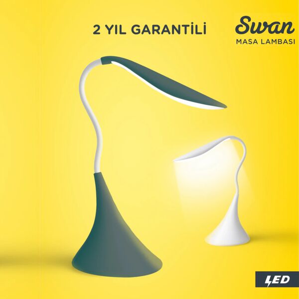 USB Kablolu Dokunmatik Kuğu Led Masa Lambası (Çok Fonksiyonlu)