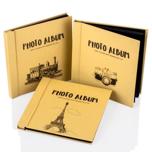 Siyah Yapraklı Retro Kendin Yap Albüm 24x24 cm