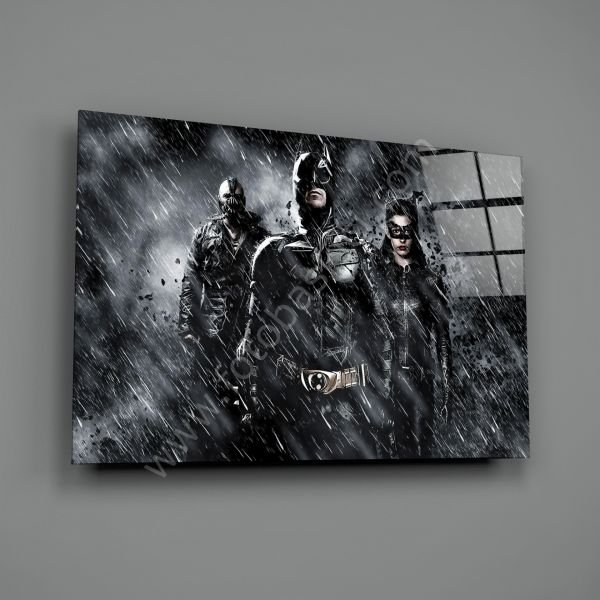 Batman, Catwomen Ve Bane Cam Tablo