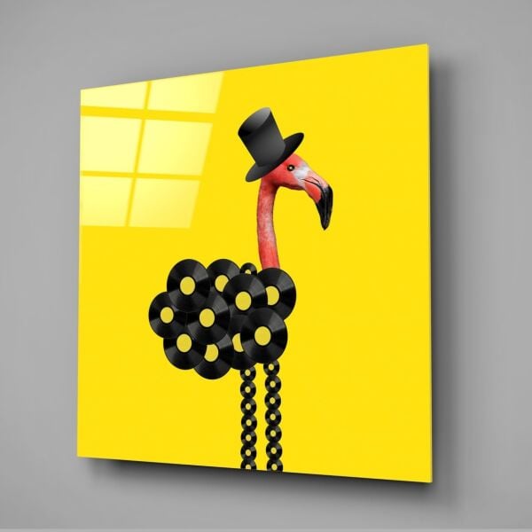 Flamingo Duruşu Cam Tablo