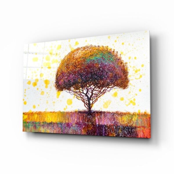 Rengarenk Ağaç Cam Tablo