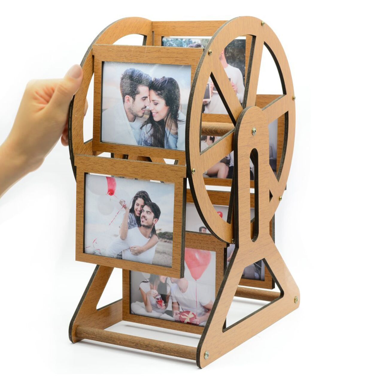 12 Fotoğraflı Ahşap Dönme Dolap Çerçeve 25x17x36 cm