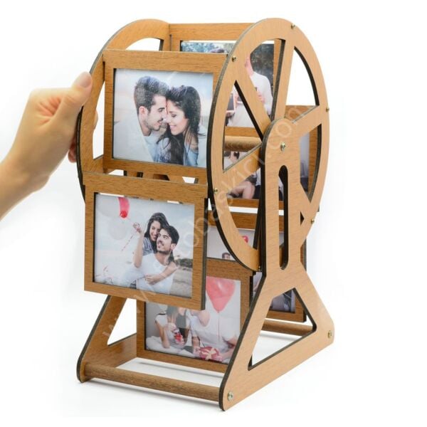 12 Fotoğraflı Ahşap Dönme Dolap Çerçeve 25x17x36 cm