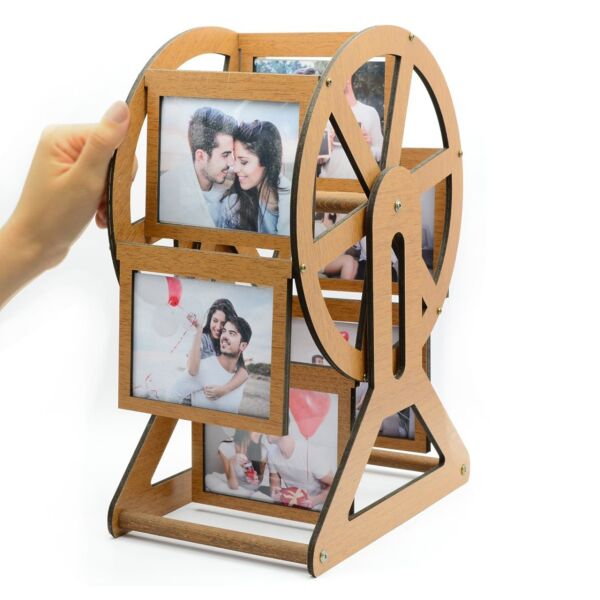 12 Fotoğraflı Ahşap Dönme Dolap Çerçeve 25x17x36 cm