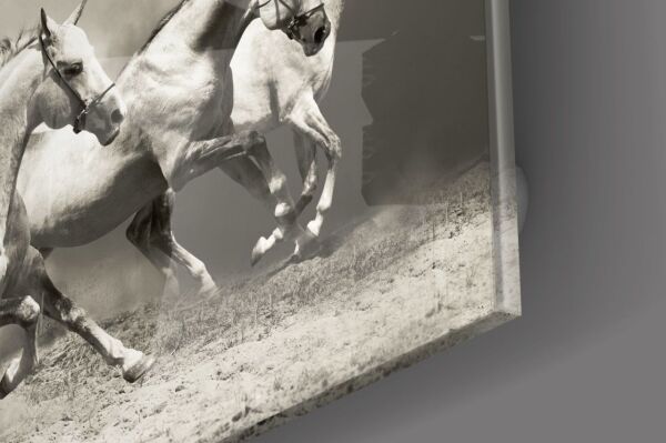 Koşan Atlar Cam Tablo