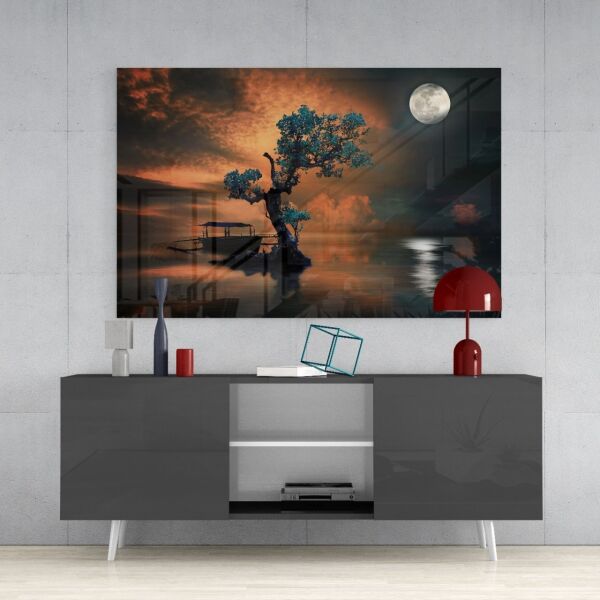 Ağacın Gecesi Cam Tablo