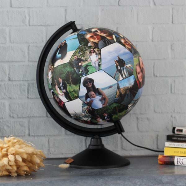 Fotoğraflı Dünya Küresi Gece Lambası