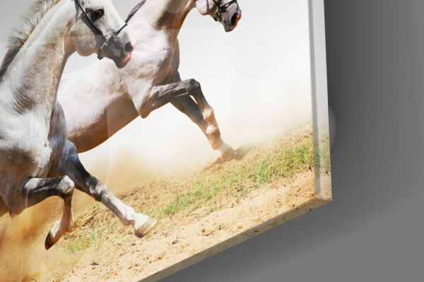 Koşan Atlar Cam Tablo