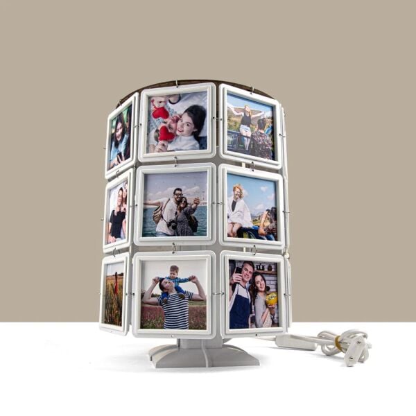 24 Fotoğraflı 360 Derece Dönen Ay Yıldız Yansıtmalı Abajur