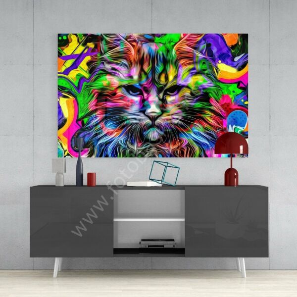 Kedi Kuşağı Cam Tablo