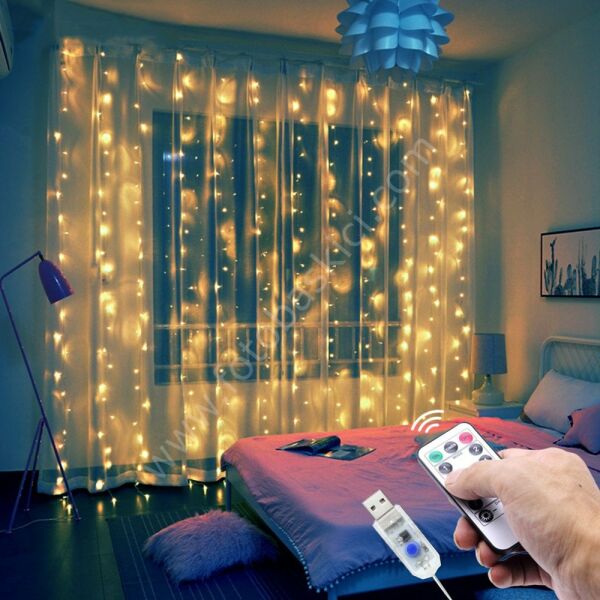 3x3 Metre Uzaktan Kumandalı Bakır Kablolu Günışığı Perde Peri Led
