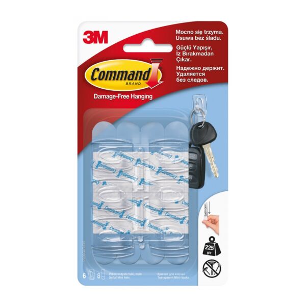 Command Küçük Boy İz Bırakmayan Şeffaf Askı 6'lı 17006CLR-CIS