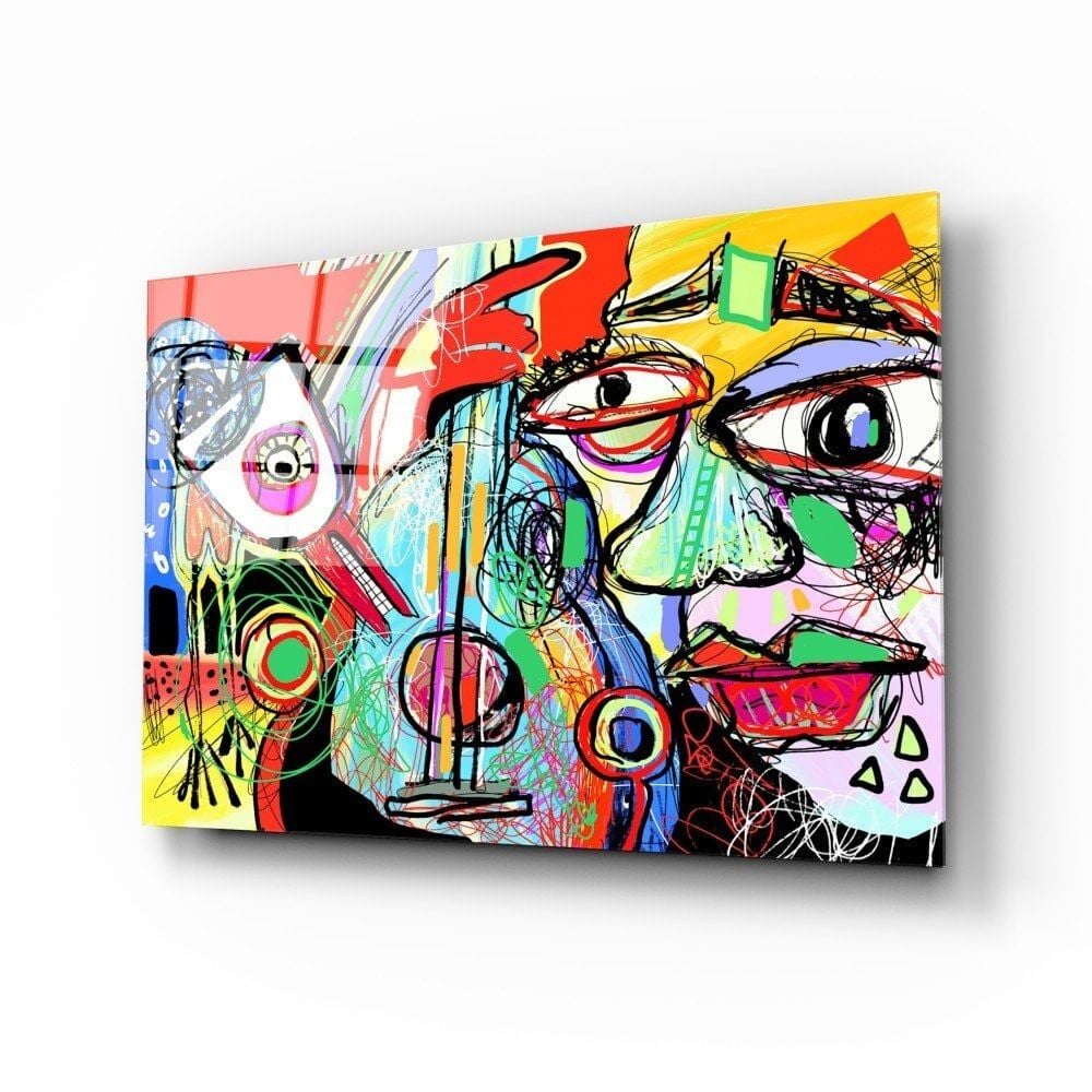 Kuş, Keman ve Adam Cam Tablo