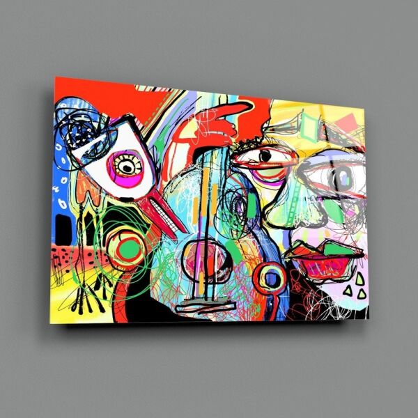 Kuş, Keman ve Adam Cam Tablo