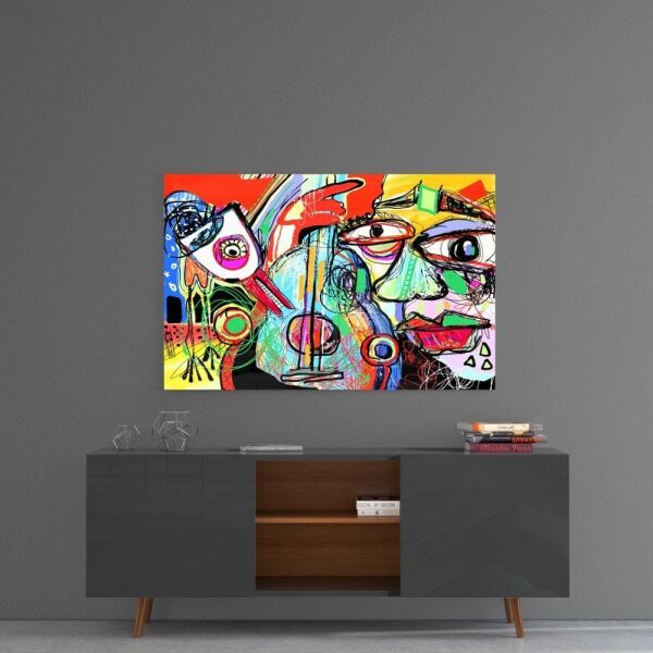 Kuş, Keman ve Adam Cam Tablo