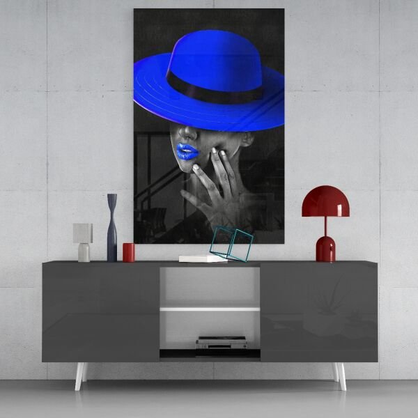 Mavi Şapka Cam Tablo